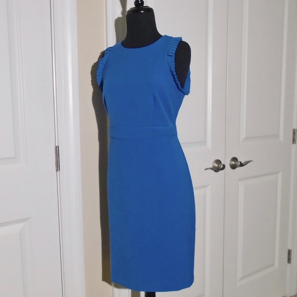 ANN TAYLOR NWT Blue Doubleweave Sheath Dress 6P - Picture 5 of 9